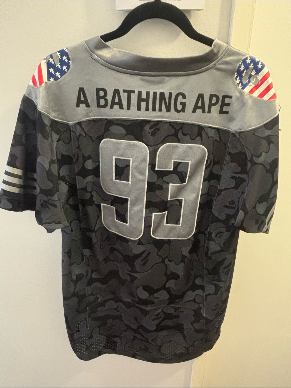 BAPE x Adidas Camo '93 Football Jersey - Black & Gray - Size Medium